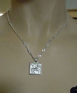 Vintage 925 Silber Sternzeichen Steinbock Anhnger mit 925 Silber Singarpurkette