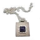 925 Silber Modernist Anhänger mit Blauem Achat – Einzigartiges Conversation Piece