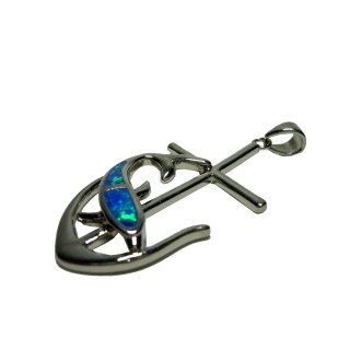 Samira - karibischer Silber Opal Delphin / Kreuz Anhnger