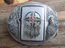 Vintage Buckle Gürtelschnalle Wölfe mit Zippo von 1995