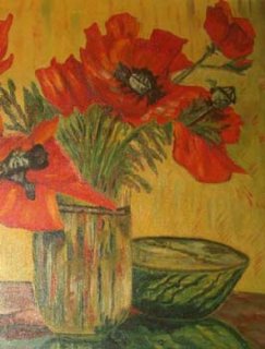 Alois Roth lgemlde Mohnblumen um 1900  Mnchner Schule