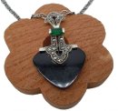 925 Sterling Onyx und Achat Jugendstil Collier mit Markasiten