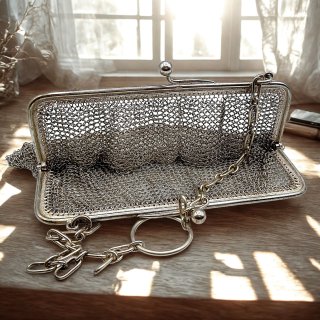 Antike 800er Silber Ketten-Abendtasche – Edle, mehrfach gepunzte Vintage Handtasche