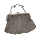 Antike 800er Silber Ketten-Abendtasche – Edle, mehrfach gepunzte Vintage Handtasche