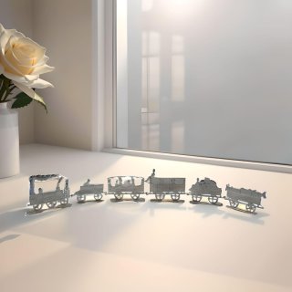 Sächsische „Selleriebahn“ um 1900 – Zinn-Flachfiguren-Modell von Großenhain/Priestewitz, signiert Wilke (34,5 cm)