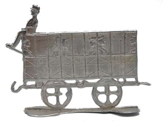 Zug aus Zinn Flachfiguren Selleriebahn Groenhain Wilke um 1900