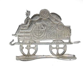 Zug aus Zinn Flachfiguren Selleriebahn Groenhain Wilke um 1900