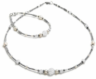 Set Perlen, Bergkristall und Hämatit Collier mit Armband