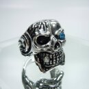 Hammer of Steel - sehr schwerer Totenkopf Deadhead Skull Ring Blue  RG69