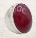 Massiver 925-Silberring mit rotem Achat-Cabochon –...