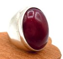Massiver 925-Silberring mit rotem Achat-Cabochon –...