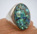 Gigantischer 925 Silber Vintage Ring mit Abalone RG67