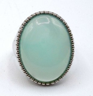 925 Silber Ring mit grünem Aquamarin Cabochon RG67