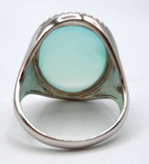 925 Silber Ring mit grnem Aquamarin Cabochon RG67