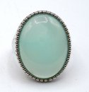 Extravaganter 925-Silberring mit hellgrünem Aquamarin-Cabochon – Vintage Eyecatcher aus den 60er Jahren