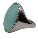 Extravaganter 925-Silberring mit hellgrünem Aquamarin-Cabochon – Vintage Eyecatcher aus den 60er Jahren