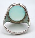 Extravaganter 925-Silberring mit hellgrünem Aquamarin-Cabochon – Vintage Eyecatcher aus den 60er Jahren