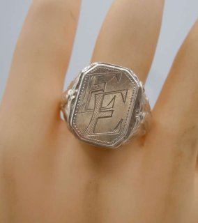 835 Silber Siegelring Monogram E.E. Silberschmiede Arbeit um 1925 RG64