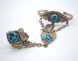 Sterling Silber Slave Armband mit Kingsman Trkisen - USA 80er