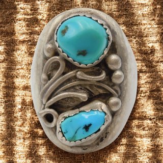 Navajo Silberring mit zwei Kingsman Türkisen – Vintage Native American Schmuck (Größe 20,5)