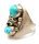 Sterling Silber Ring mit 2 Kingsman Türkisen RG65