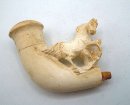 Meerschaumpfeife antik im Etui Pferd