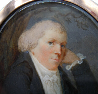 Adel Gemälde Miniatur Elfenbein mit 18ct Rotgold Montur ca 1789