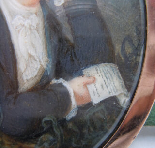 Adel Gemälde Miniatur Elfenbein mit 18ct Rotgold Montur ca 1789