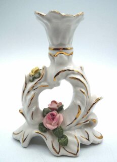 Knopf Porzellan Kerzenleuchter mit Rosendekor