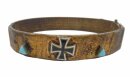 Patriotischer Armreif Grabenkunst Erinnerung 1. Weltkrieg 1914/16 Eisernes Kreuz + Türkis