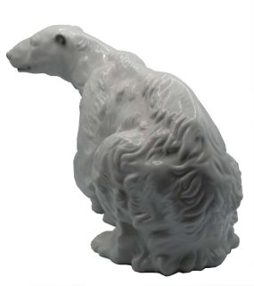Groe Porzellan Figur Royal Dux Bohemia  - Eisbr sitzend