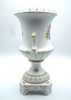 Vintage Amphorenvase Blumenvase  Pokalvase mit Blumendekor