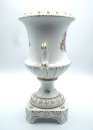 Vintage Amphorenvase Blumenvase  Pokalvase mit Blumendekor