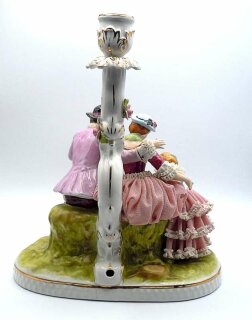 Vintage Rokoko Porzellan Kerzenleuchter Figurine Familie