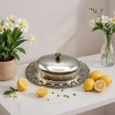 Art Déco Butterdose aus EPNS Silber & Glas...