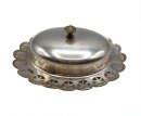Art Déco Butterdose aus EPNS Silber & Glas – 1930er