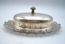 Art Déco Butterdose aus EPNS Silber & Glas – 1930er