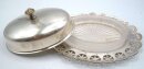 Art Déco Butterdose aus EPNS Silber & Glas – 1930er