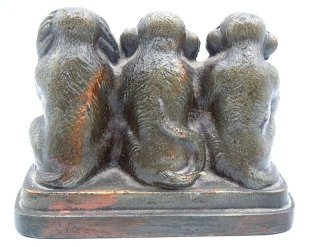 3 Bronze Affen Briefbeschwerer - nichts sagen, nichts sehen, nichts hren