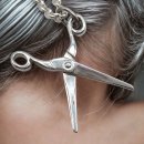 925 Silber Scheren-Anhänger an 46 cm Erbskette – Rhodiniert & Beweglich