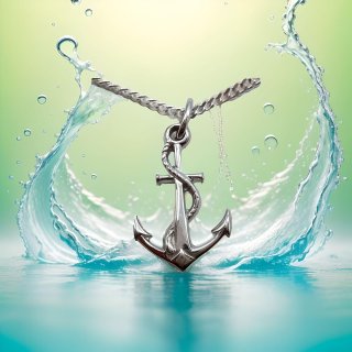 925 Silber Anker-Anhänger an 44 cm Flachpanzerkette – Rhodiniert & Symbolisch