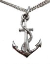 925 Silber Anker-Anhänger an 44 cm Flachpanzerkette – Rhodiniert & Symbolisch