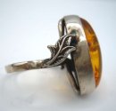 925 Silber Ring mit Bernstein ART DECO RG 62 aus den 30ern