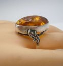 925 Silber Ring mit Bernstein ART DECO RG 62 aus den 30ern