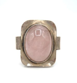 935 Silber Ring mit Rosenquarz RG 57 aus den 70ern