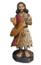 Beeindruckende geschnitzte Holzstatue „Johannes der Täufer“ – Antike polychrome Figur aus dem 19. Jahrhundert