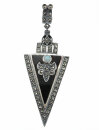 925 Silber Art Deco Ohrringe mit Onyx, Opal und Markasiten