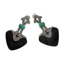 925 Sterling Onyx und Achat Jugendstil Ohrringe mit...