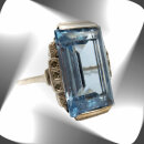 Silber ARTDECO Ring mit Blautopas Pforzheim um 1930 RG 61
