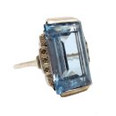 Silber ARTDECO Ring mit Blautopas Pforzheim um 1930 RG 61